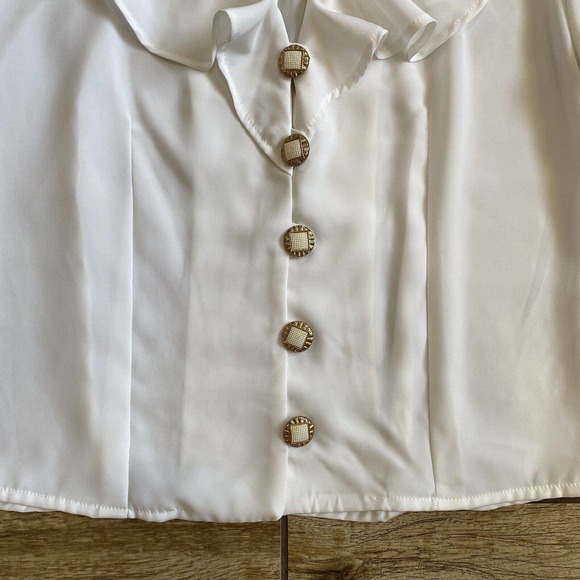 Vintage Ruffle White Blouse Top Ultra-Sexy Hippie Retro size 8 - Picture 11 of 15